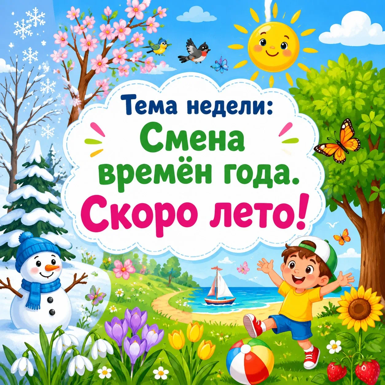 🌿 В нашем детском саду стартует неделя: «Смена времён года. Скоро лето!». Мы будем наблюдать за изм