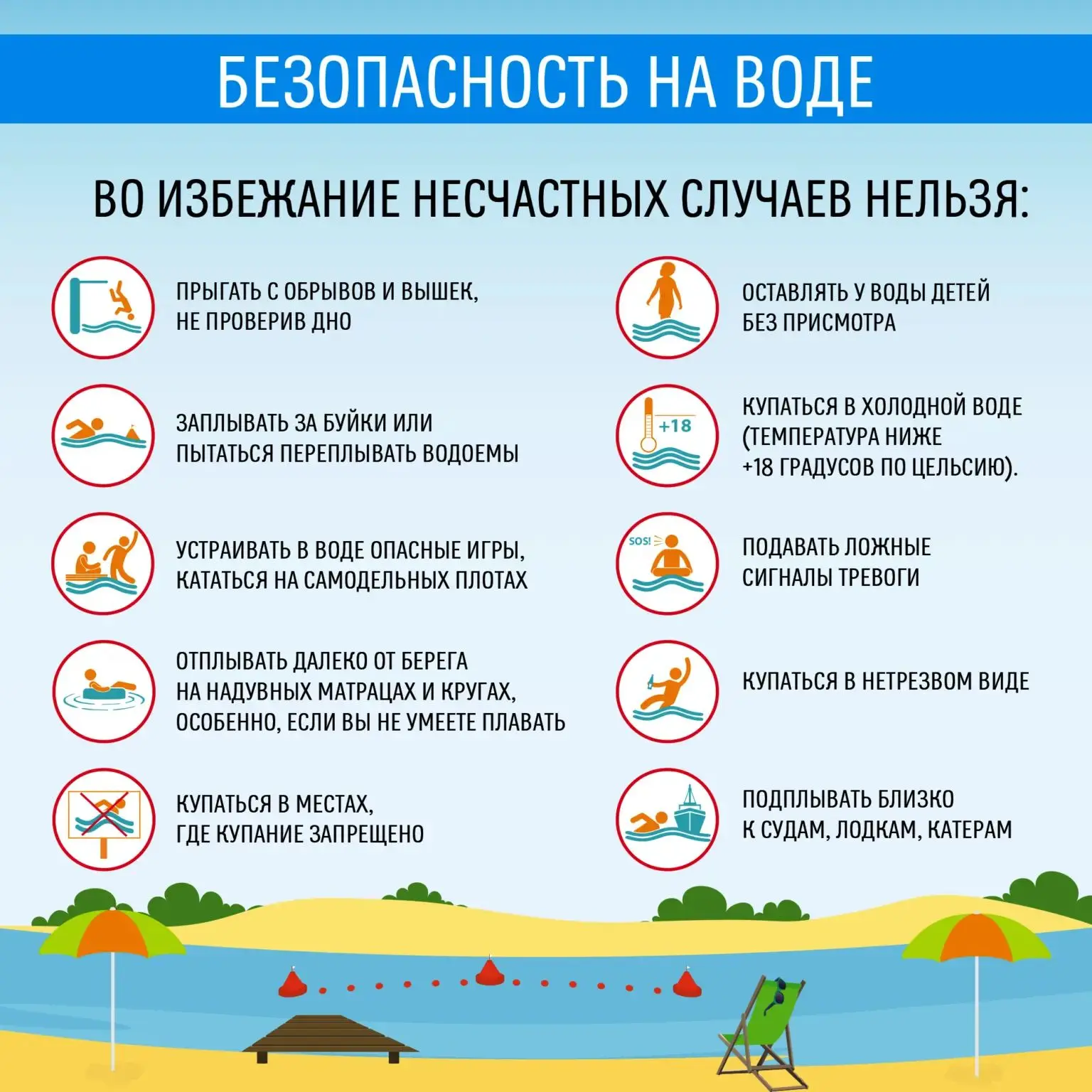 ☀ Наступили жаркие дни, и всех тянет к водоёмам, поэтому МЧС напоминает о правилах безопасности.

🏊