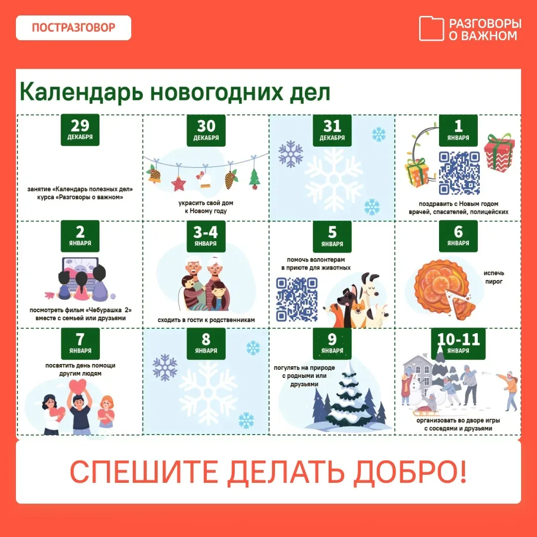 Каникулы — время для добрых дел!   На этой неделе #Разговорыоважном посвящены новогодним традициям д