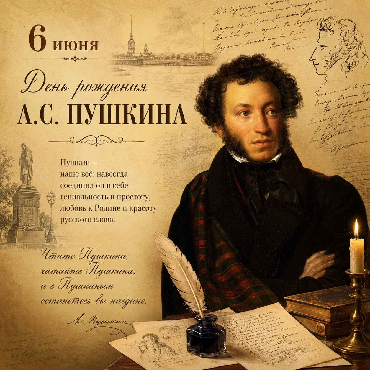 📚6 июня - день рождения Александра Сергеевича Пушкина и День русского языка 📚 

Сегодня 227 годовщ