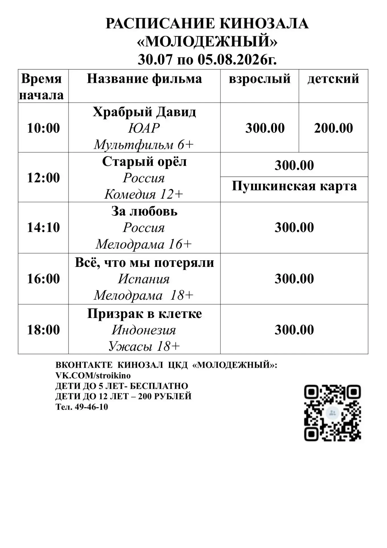 🎉 Дорогие киноманы! 🎉Кинотеатр «Молодежный» приглашает вас окунуться в мир захватывающих историй, 