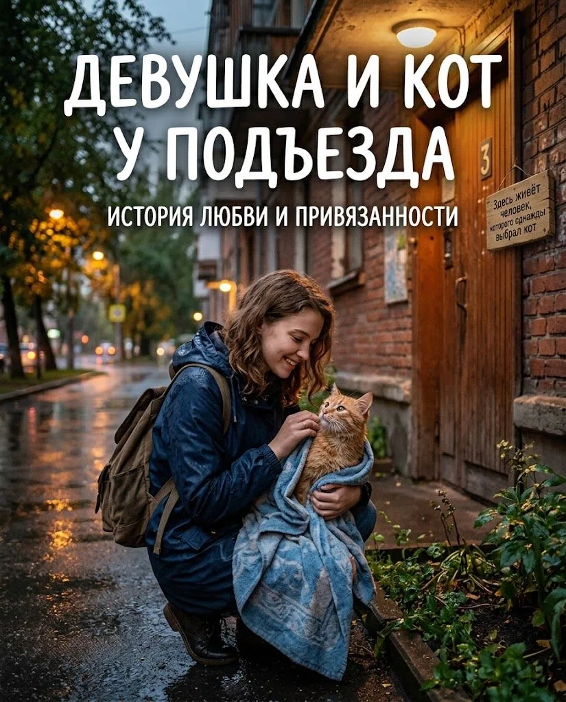 Каждый вечер после учёбы девушка замечала у своего подъезда рыжего кота. Он сидел на од...
