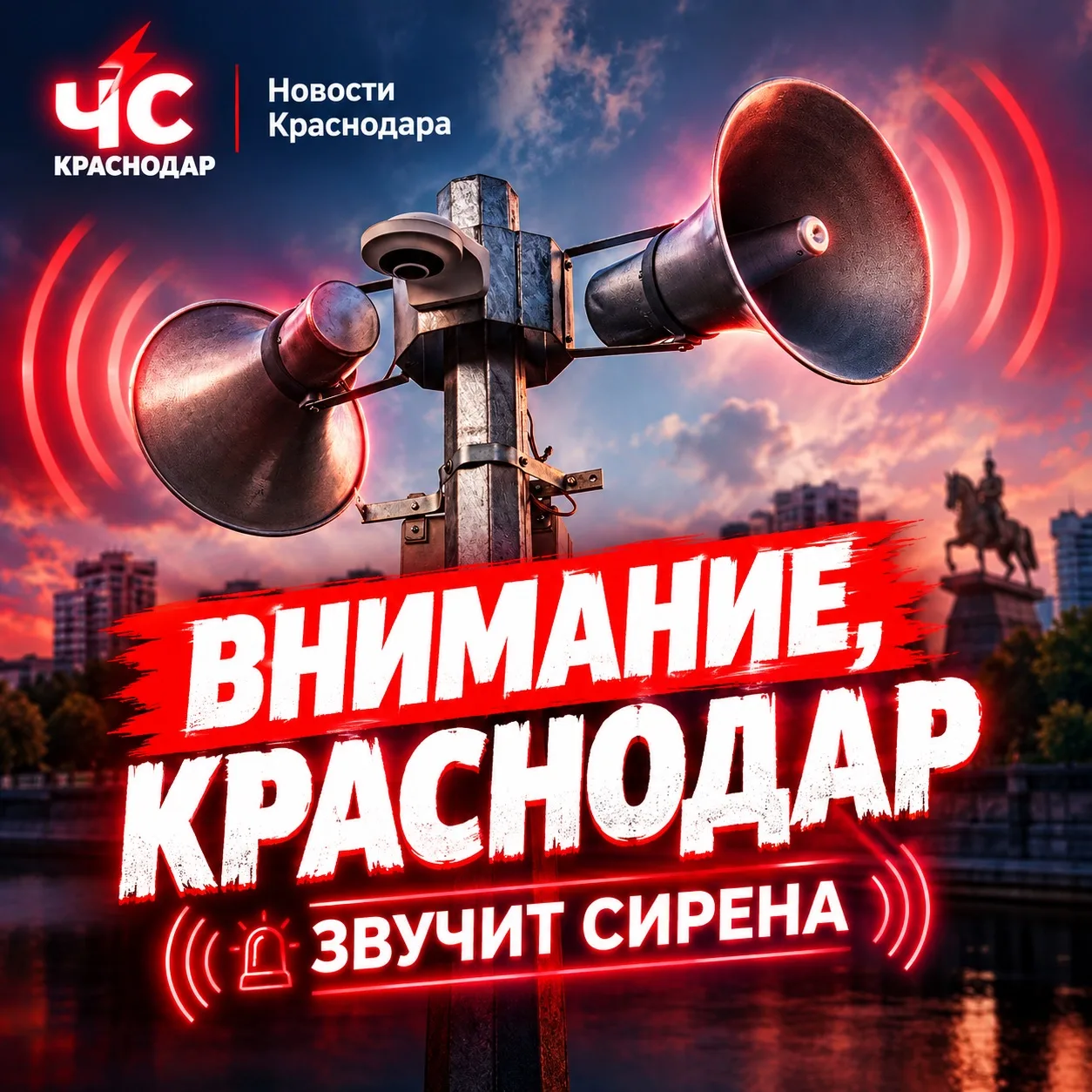 ❗️В Краснодаре воет сирена. Идёт отражение атаки БПЛА
