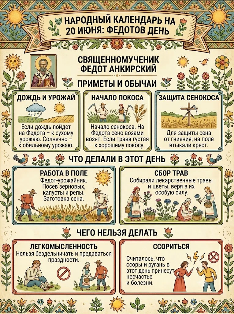 🌿✨ Народный календарь на 20 июня: Федотов день (Федот Урожайник) ✨🌿