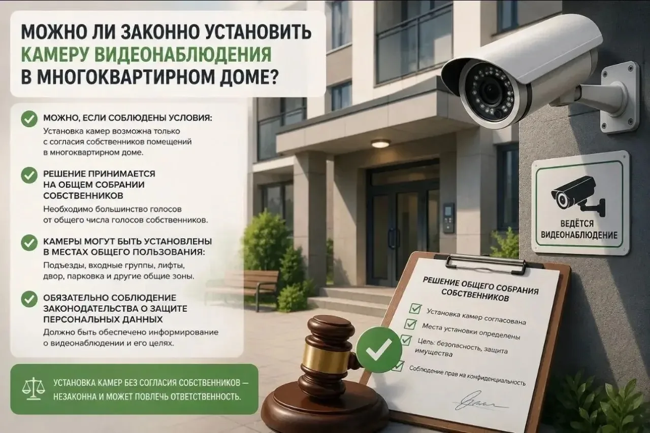 Можно ли законно установить камеру видеонаблюдения в многоквартирном доме
