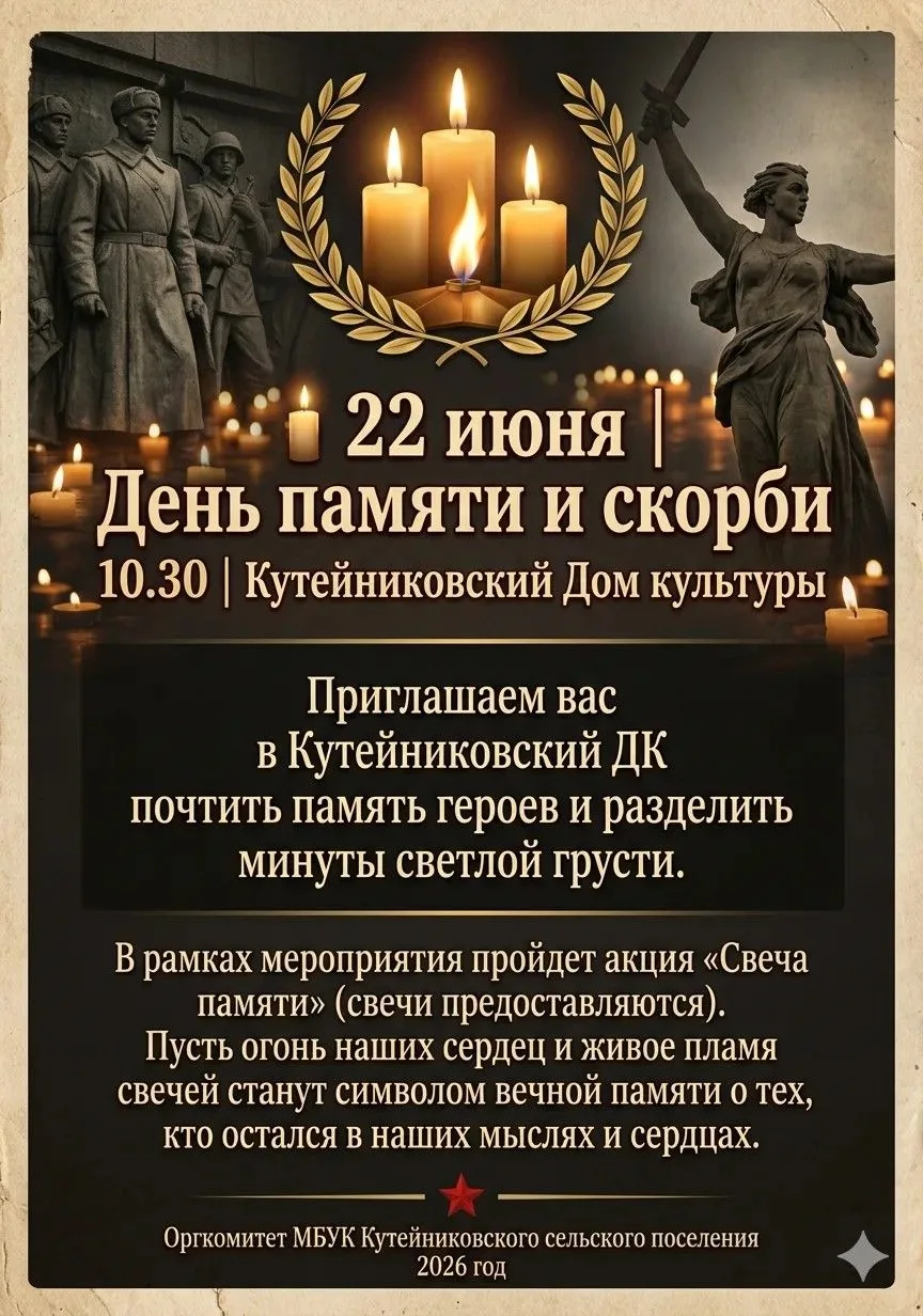 22 июня — День памяти и скорби
Приглашаем вас принять участие в памятных мероприятиях:
📍 10:30 — Ку