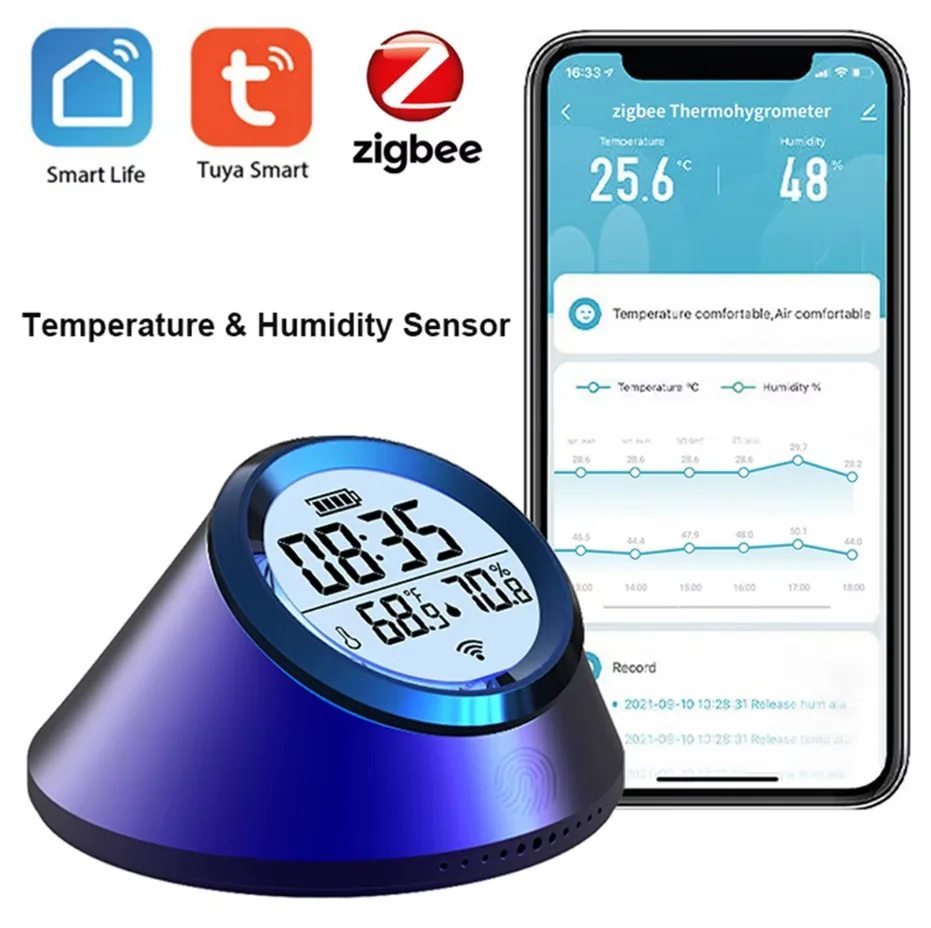 Умные часы Tuya Zigbee с датчиком температуры и влажности: