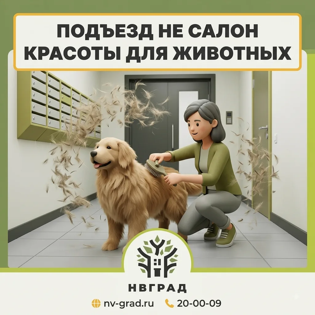 🐾🧹 Чистота подъезда начинается с уважения: почему вычесывать питомцев в общих зонах —...