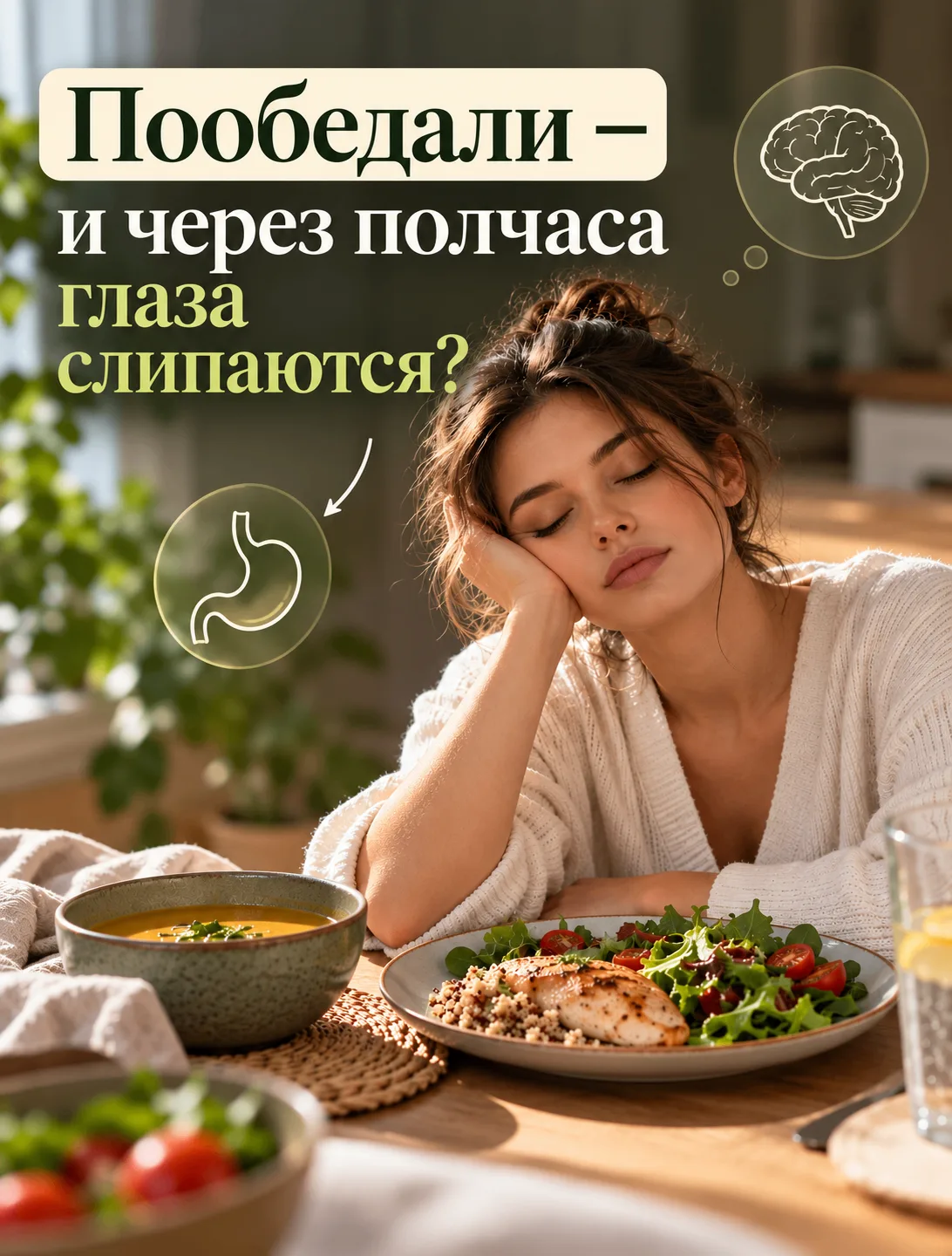 😴 Пообедали — и через полчаса глаза слипаются, а голова будто в тумане?