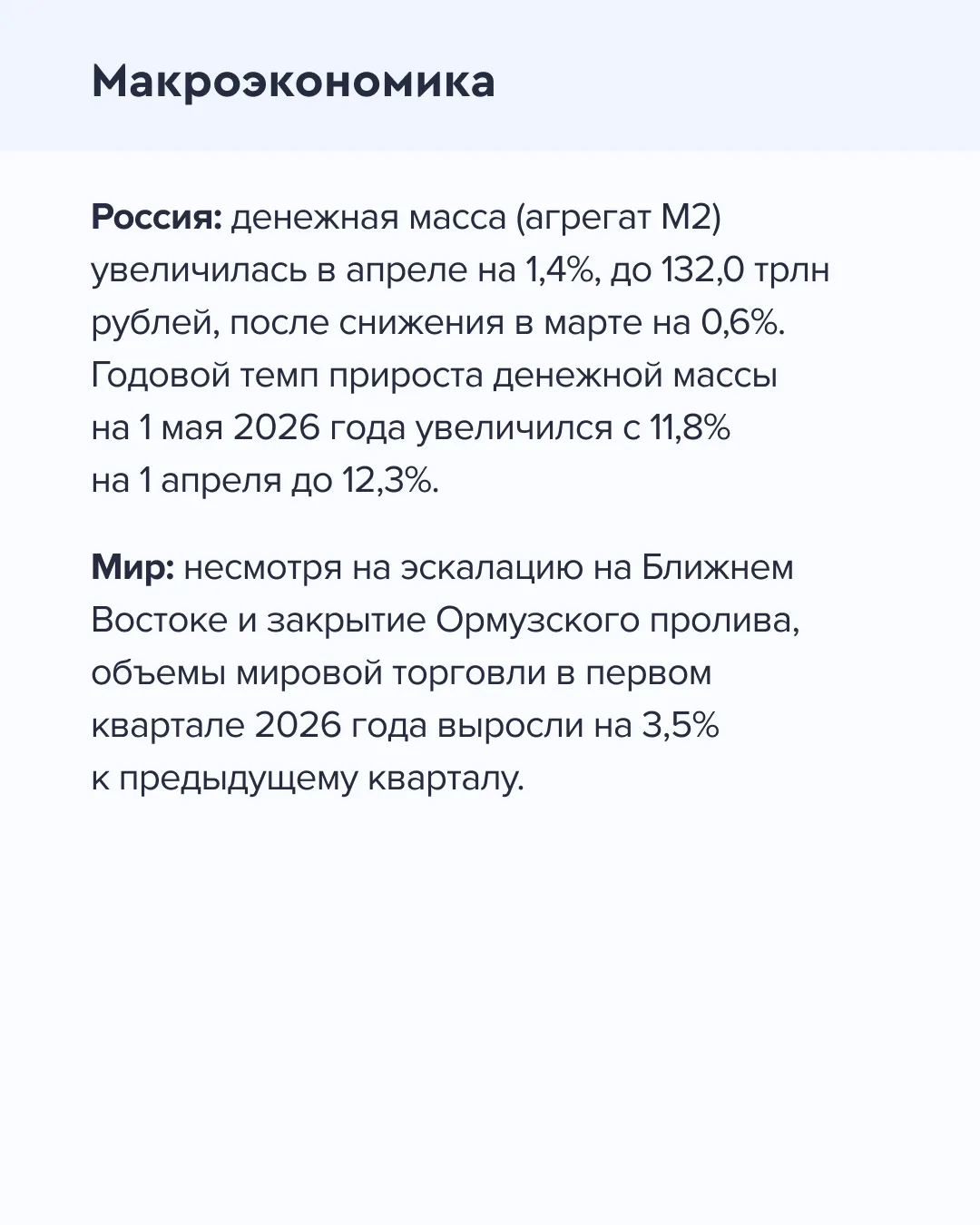 ➡️ Что происходит на рынке Сегодня, 25 мая  🔹 Денежная масса (агрегат М2) увеличилась в апреле на 1,