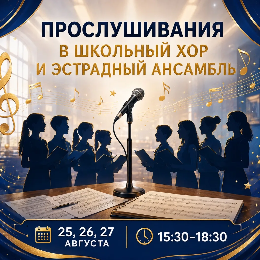 Прослушивания в школьный хор и эстрадный ансамбль «Музыкальный театр»✨