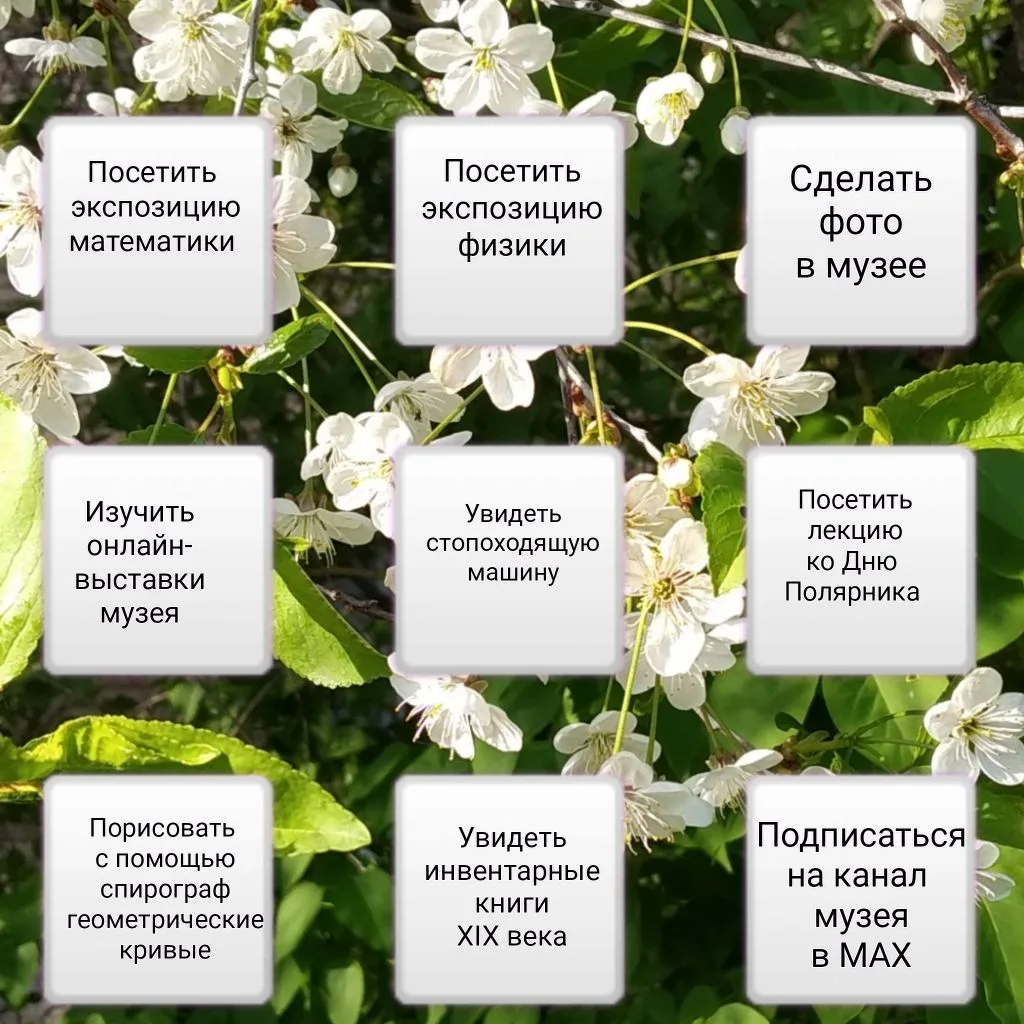 Специально ко Дню музеев 🖼️ мы подготовили бинго📝 от Музея истории физики и математики СПбГУ на эт