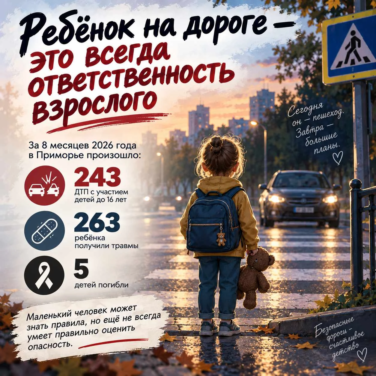 🚦 Дети не нарушают правила специально — они просто иначе воспринимают опасность