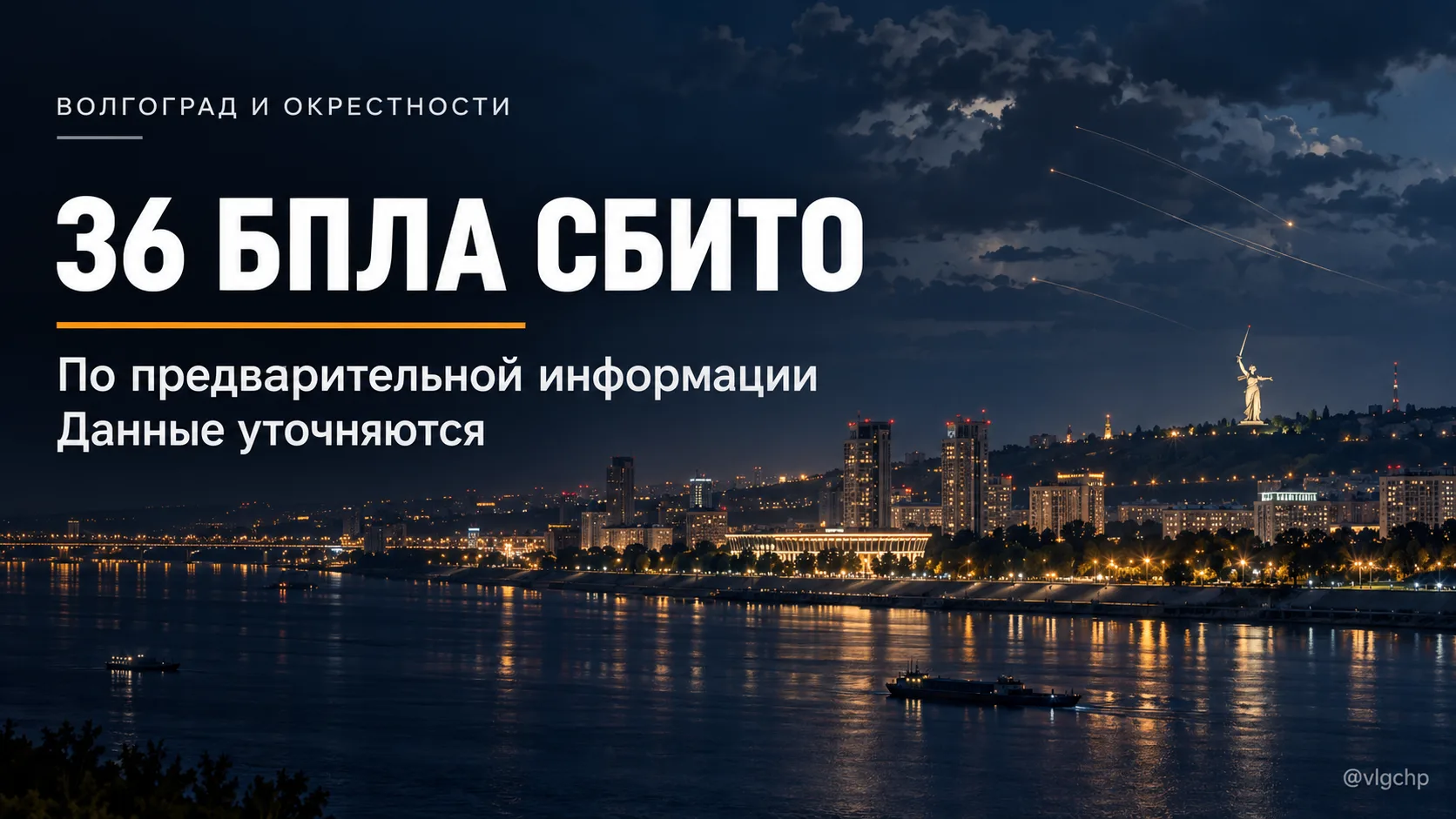 Минувшей ночью в Волгограде и в окрестностях города силами наших защитников было сбито ...