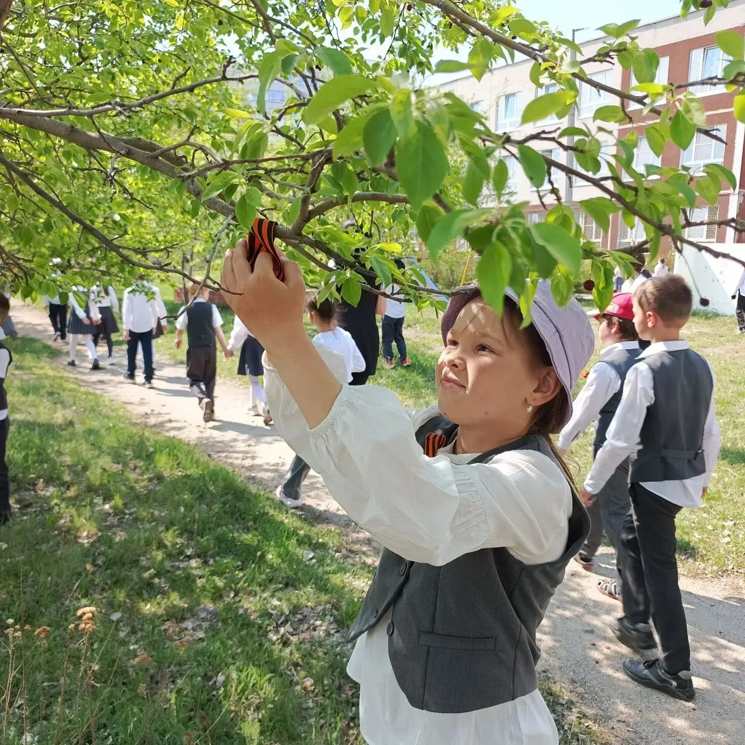 🌳  Георгиевская ленточка на Яблоневой аллее  ✅Каждый год в канун Дня Великой Победы Яблоневая аллея 