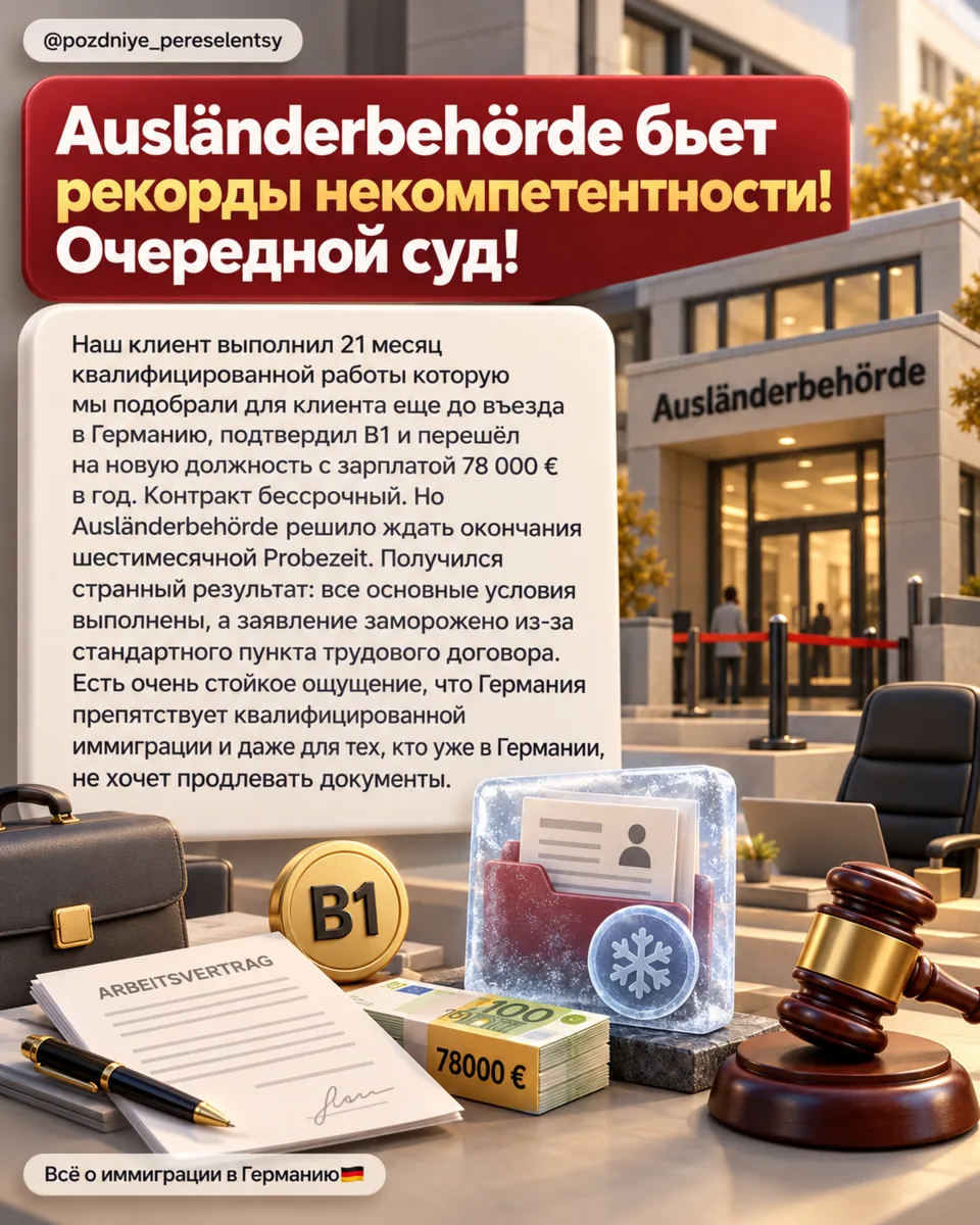 🇩🇪 Клиент выполнил условия для ПМЖ по Blue Card, но Ausländerbehörde решила ждать око...