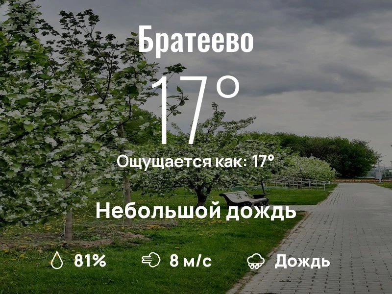 Что с погодой в Братеево?

Одевайтесь по погоде, берегите себя!
Хорошего дня, соседи!

#погоданарайо
