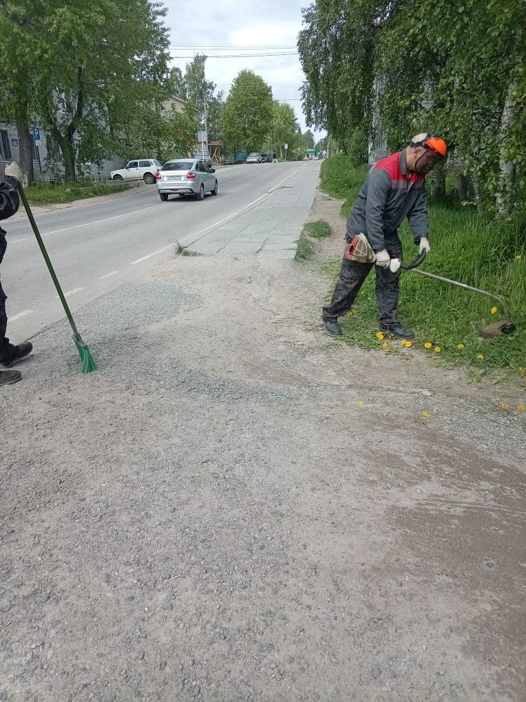 🌿 Специалисты выполнили покос травы по улице Дзержинского.