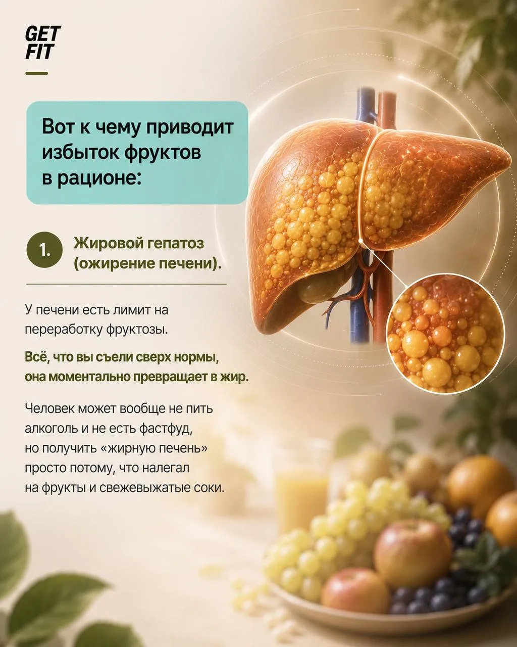 🍏 Когда фрукты приносят больше вреда, чем пользы: скрытая угроза для печени и ЖКТ  3 главные проблем