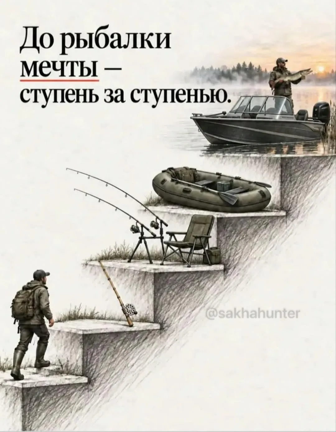 Тернистый путь рыбака😄 На какой ступени находитесь вы? Какие этапы еще упущены?