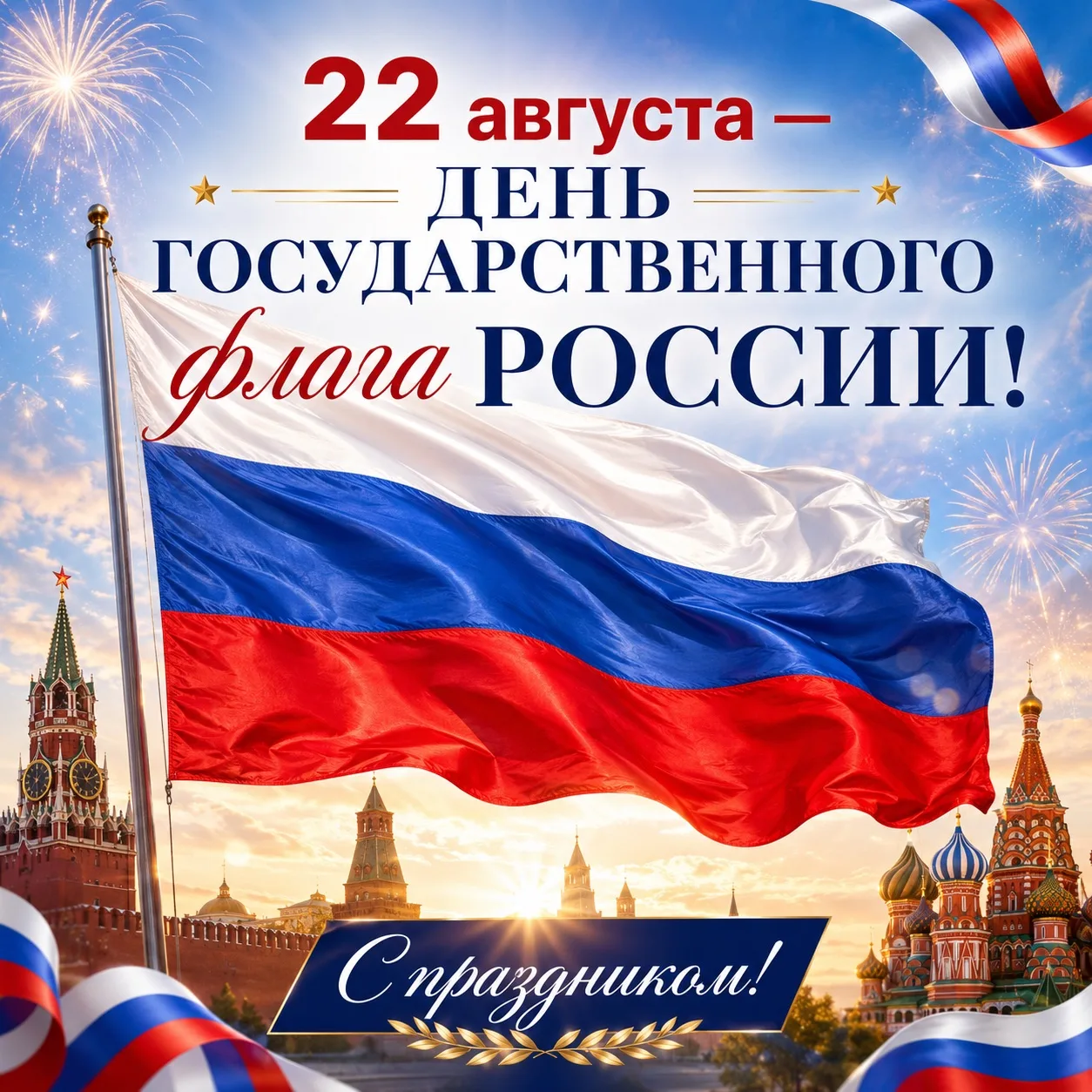 🇷🇺 22 августа — День Государственного флага России!