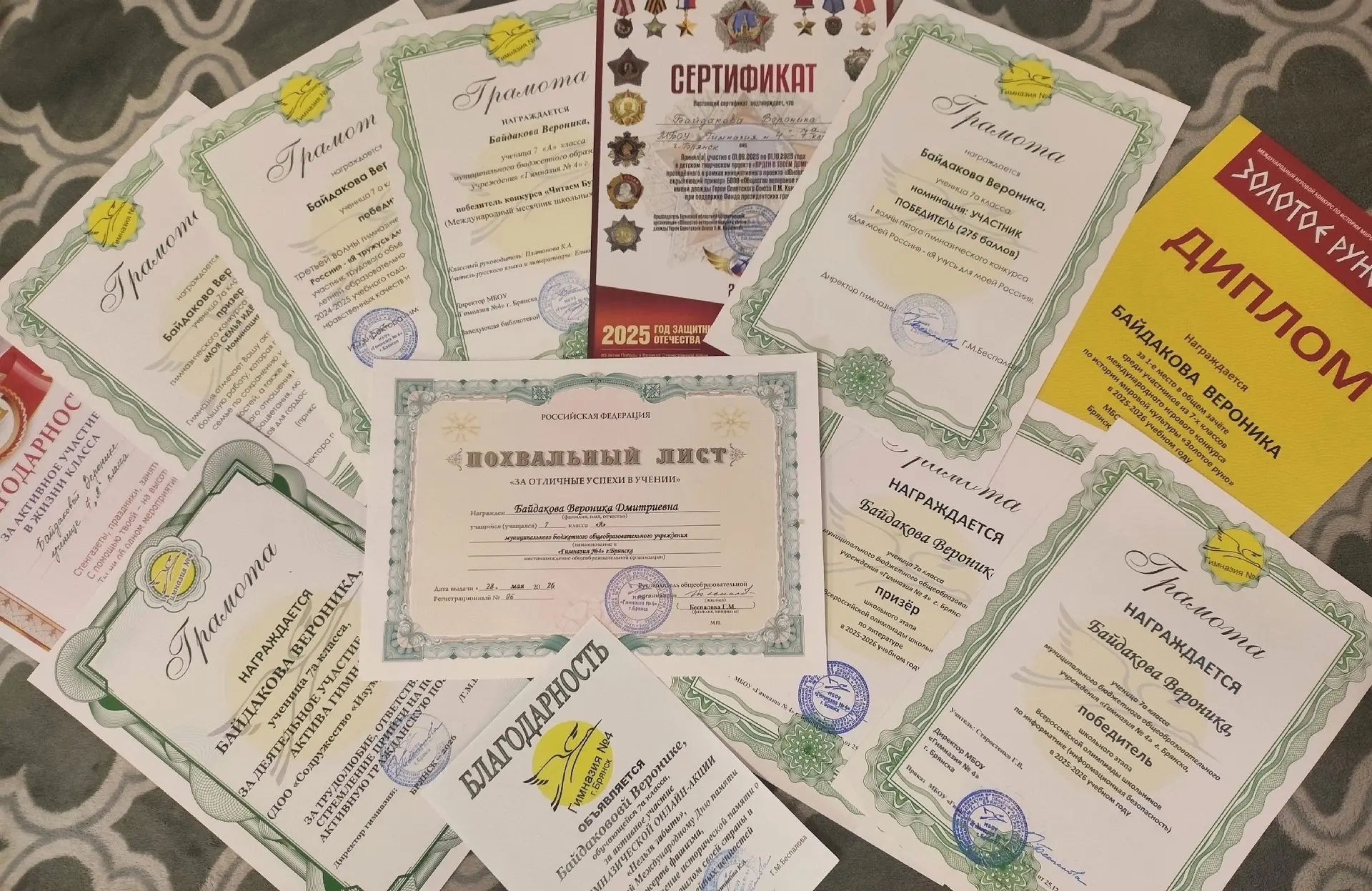Байдакова Вероника 7А
#МоиТалантыДляМоейРоссии
В течение этого учебного года я активно принимала уча