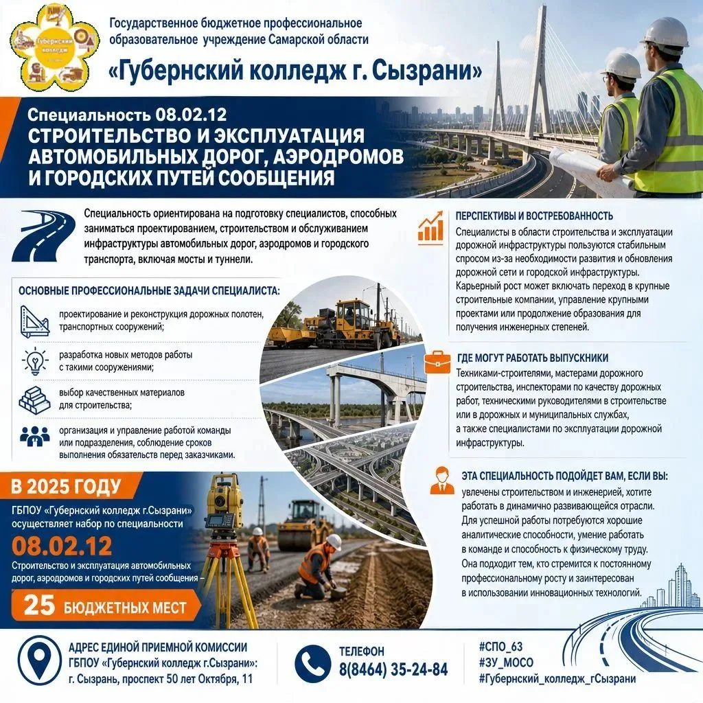📍Адрес единой приемной комиссии ГБПОУ "Губернский колледж г.Сызрани": г. Сызрань, проспект 50 лет О