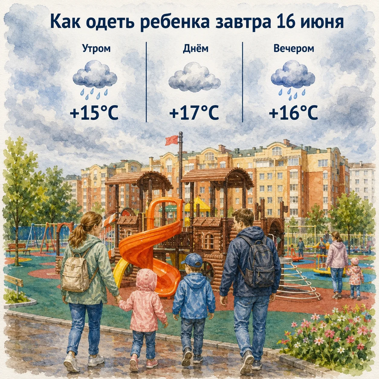 🌿 Как одеть ребёнка завтра, 16 июня?

Вторник будет прохладным и влажным. Летней жары пока не ожида
