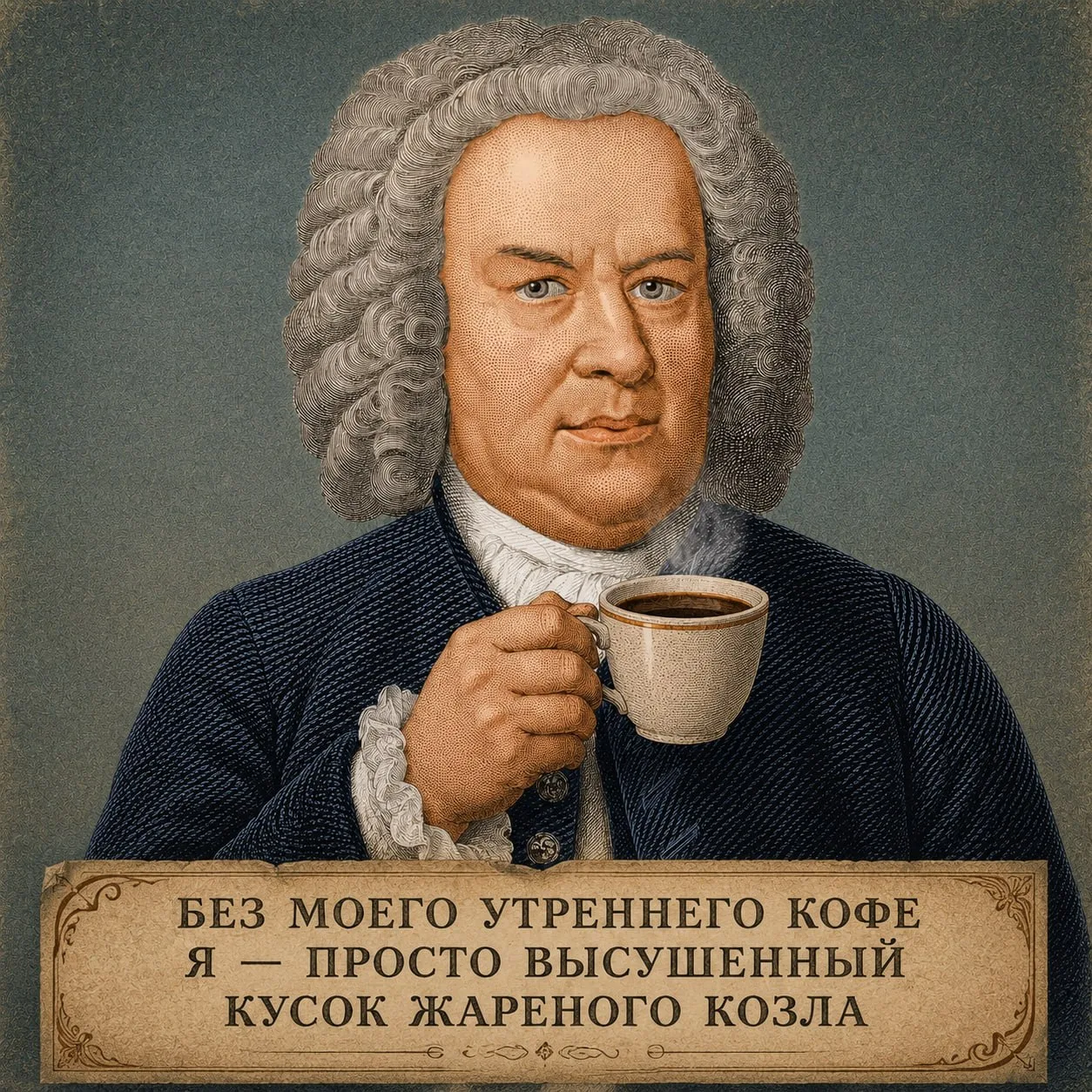 «БЕЗ МОЕГО УТРЕННЕГО КОФЕ Я — ПРОСТО ВЫСУШЕННЫЙ КУСОК ЖАРЕНОГО КОЗЛА» — ИОГАНН СЕБАСТЬЯ...