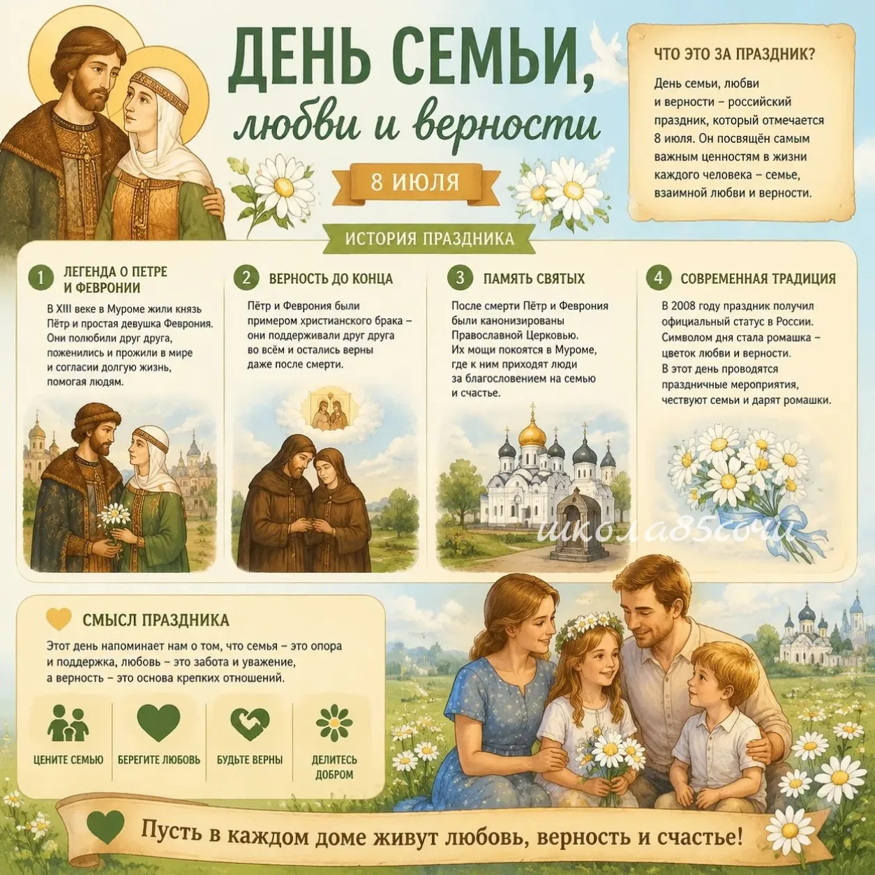 🎉 Сегодня — День семьи, любви и верности! 🎉

Семья — это тихий уют, тёплые объятия, поддержка в лю