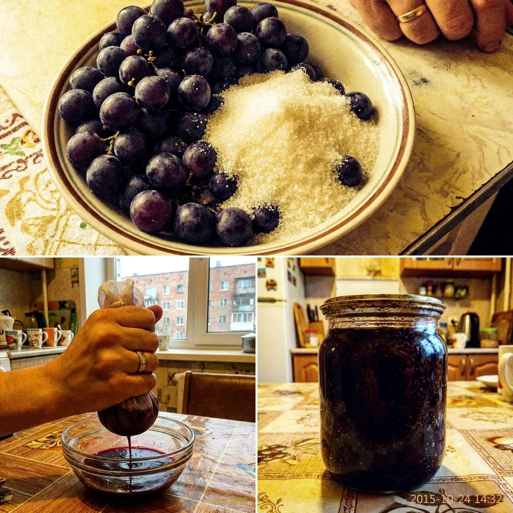 🍇 ЖЕЛЕ ИЗ ВИНОГРАДА

Тёмное ароматное желе — к мясу, сырам, в выпечку, к чаю. Виноград даёт натурал