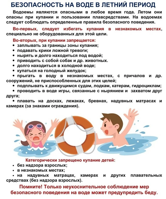 📌 Памятка "Безопасность на воде в летний период"

Напоминаем о необходимости соблюдения правил пове