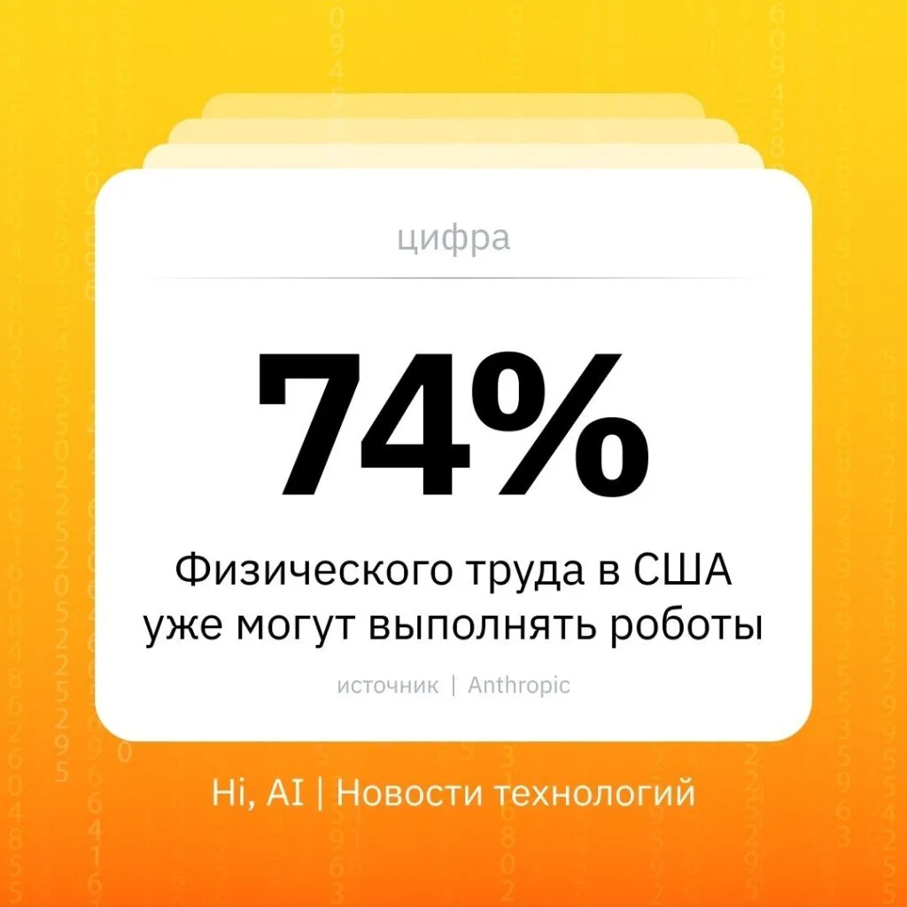 📰 74% физического труда в США уже могут выполнять роботы Этот…