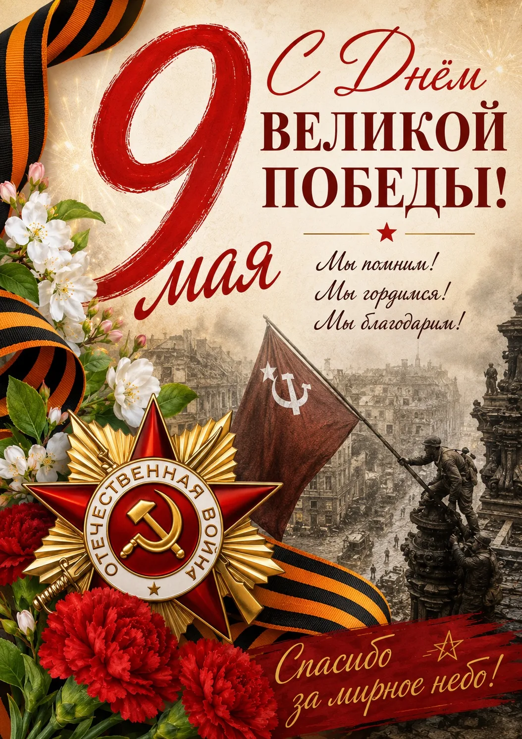 С праздником, с днём Великой Победы!