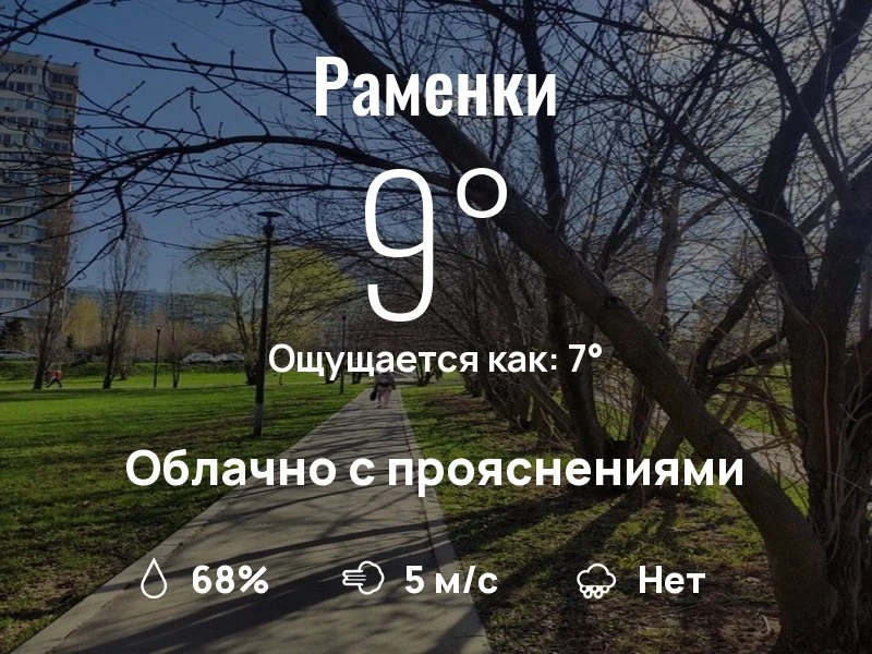 Что с погодой в Раменках?