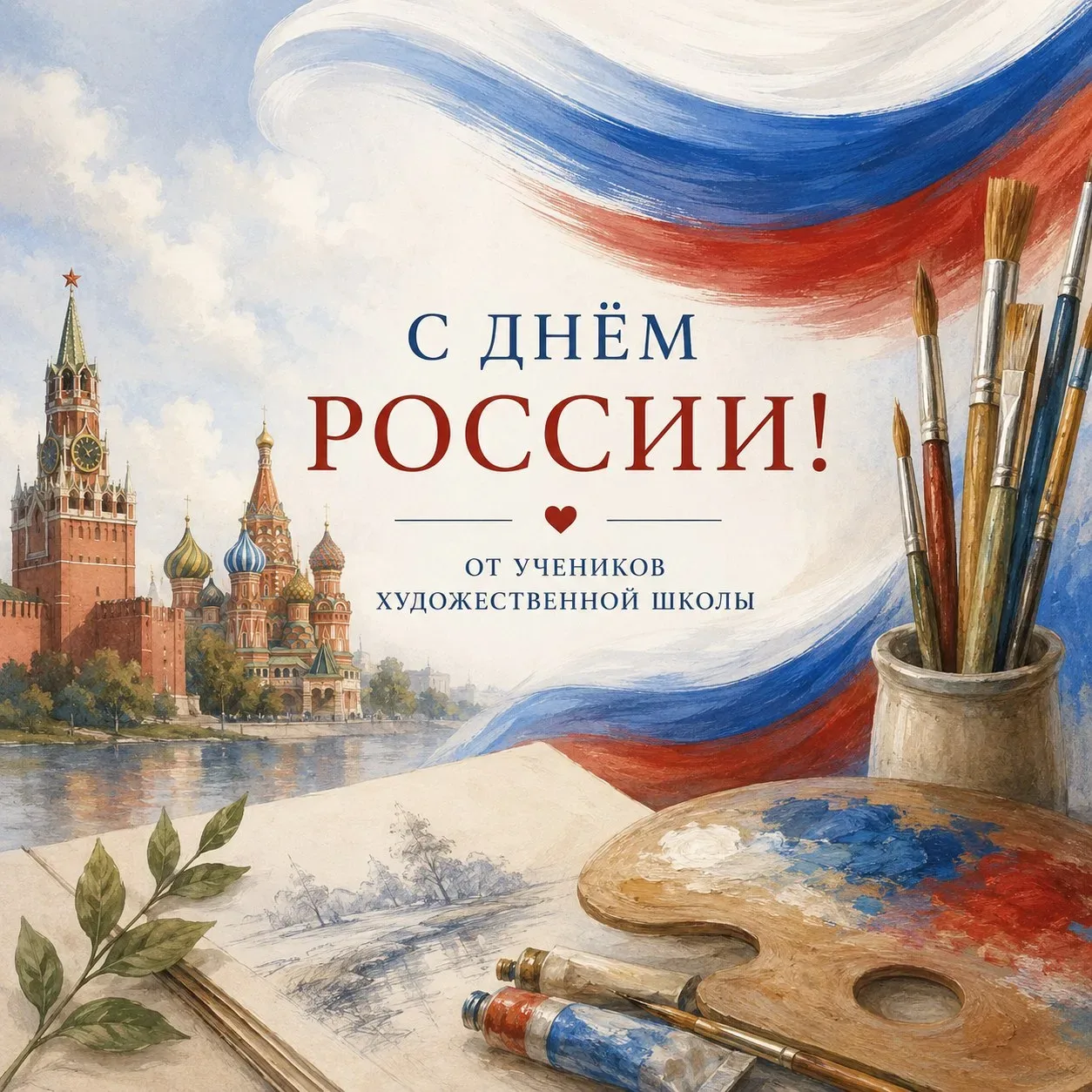 🇷🇺 Друзья, с Днём России! 
 
🖌Специально к этому празднику ученики Нерехтской художественной школ