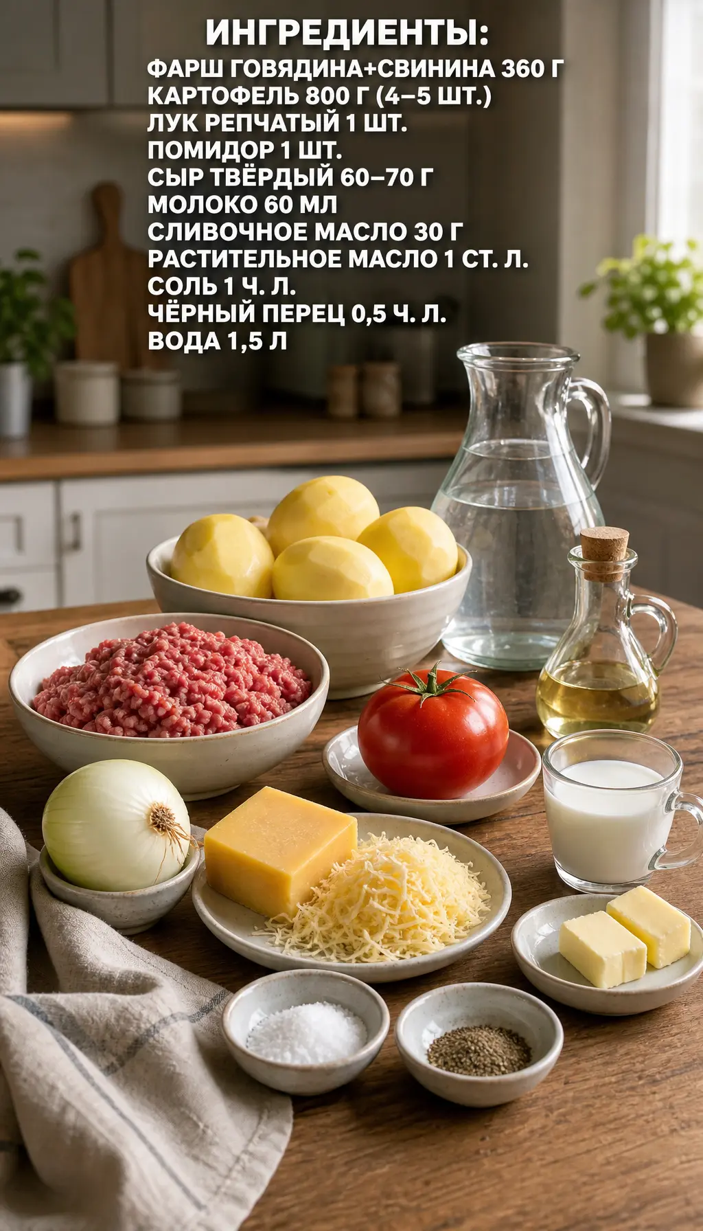 Запеканка с фаршем и картофельным пюре