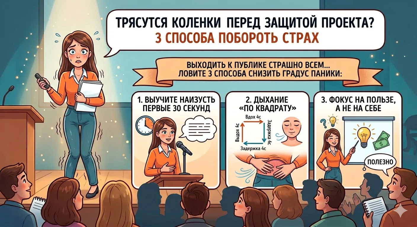 Трясутся коленки перед защитой проекта? 3 способа побороть страх