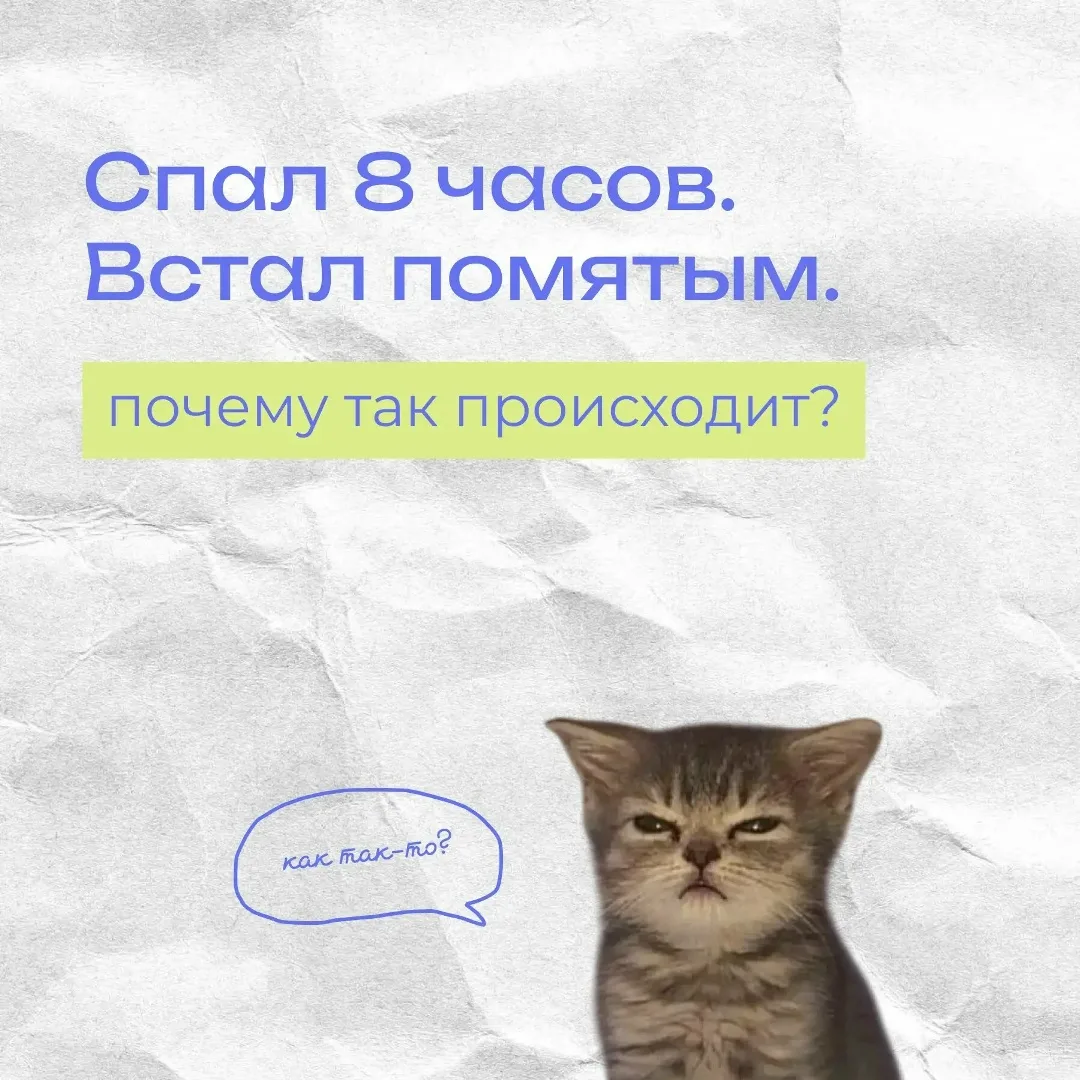 Спал вроде достаточно, а утром ощущение, будто вообще не ложился? 😵‍💫