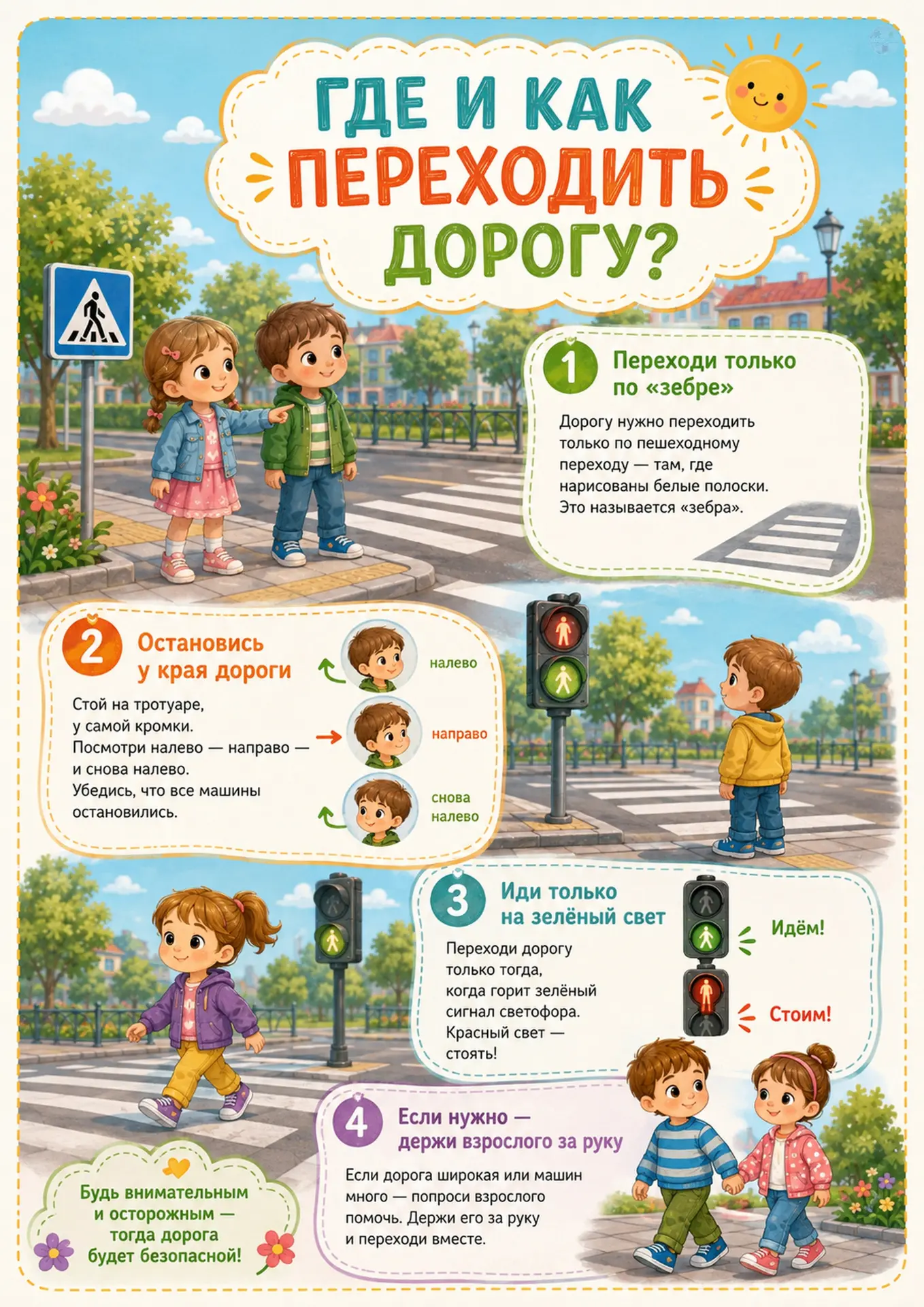 Напомните детям простые, но такие важные Правила Дорожного Движения