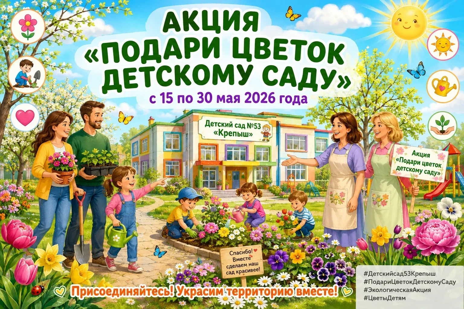 🌺 АКЦИЯ «ПОДАРИ ЦВЕТОК ДЕТСКОМУ САДУ» 🌺🌿🌷🪻🌸Уважаемые взрослые!🤗Приглашаем вас пр...