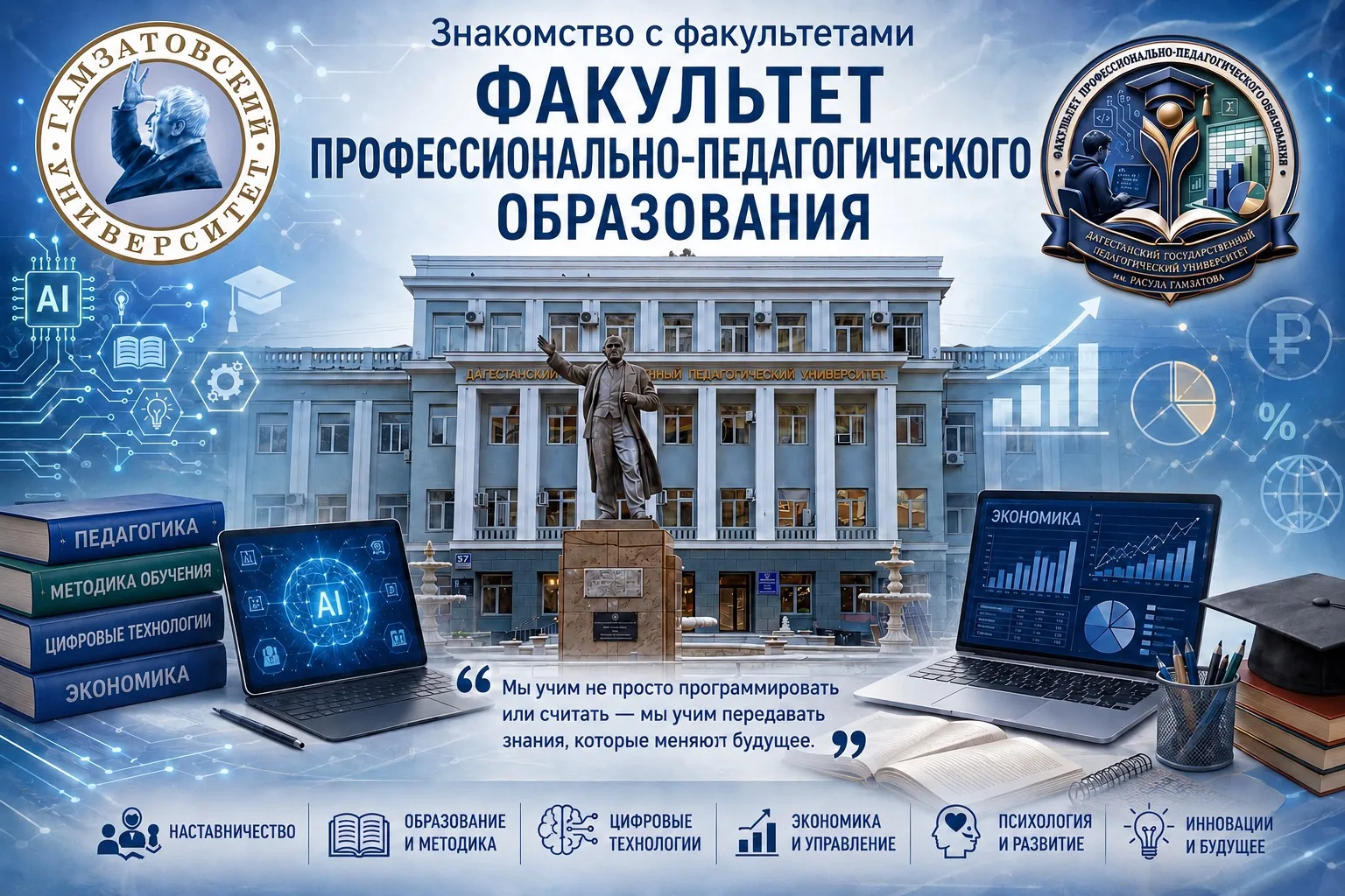 ⏳ Продолжаем обратный отсчёт до старта приёмной кампании Гамзатовского университета!

Сегодня — о те