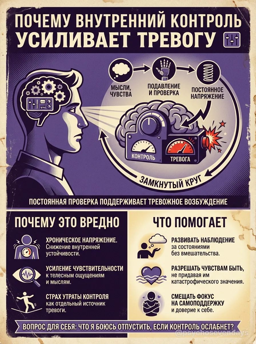 Почему внутренний контроль усиливает тревогу 🎛

Внутренний контроль часто воспринимается как способ
