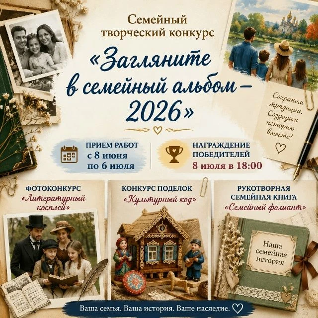 💥Объявляем старт семейного творческого конкурса «Загляните в семейный альбом — 2026»
❗️Приглашаем в