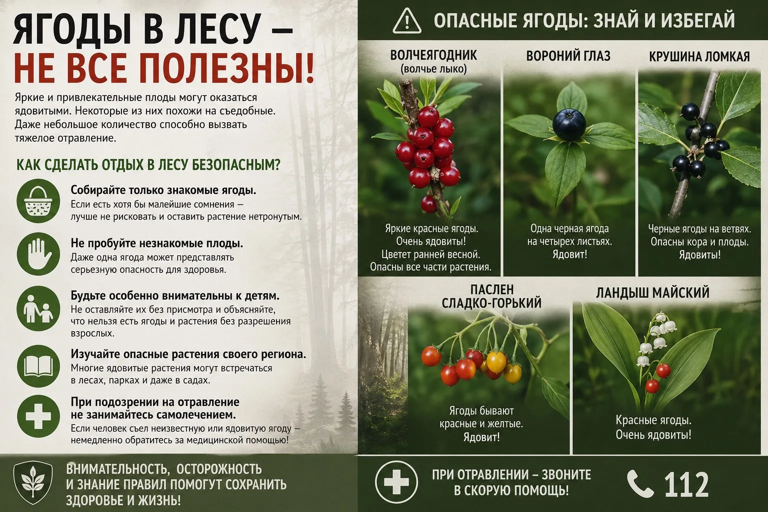 Лето — время сбора лесных ягод. Но важно помнить: не все ягоды в лесу безопасны.
Яркие и привлекател