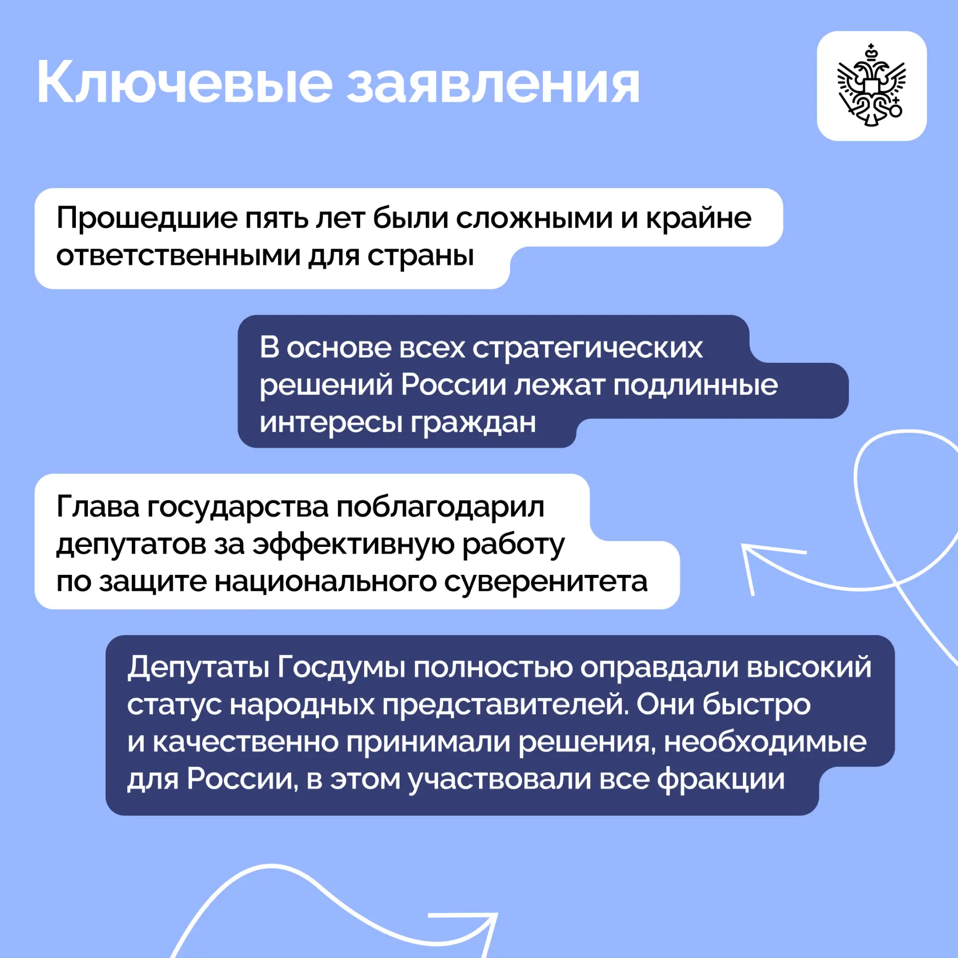 Владимир Путин встретился с депутатами Государственной Думы восьмого созыва и подвел итоги масштабно