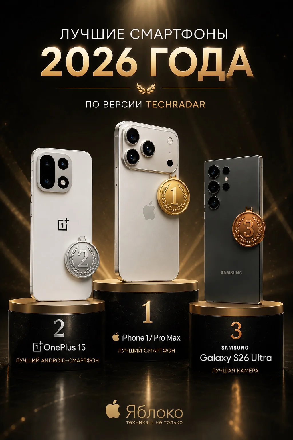 🏆 Лучшие смартфоны 2026 года по версии TechRadar

🍎 iPhone 17 Pro Max — лучший смартфон года. Прои
