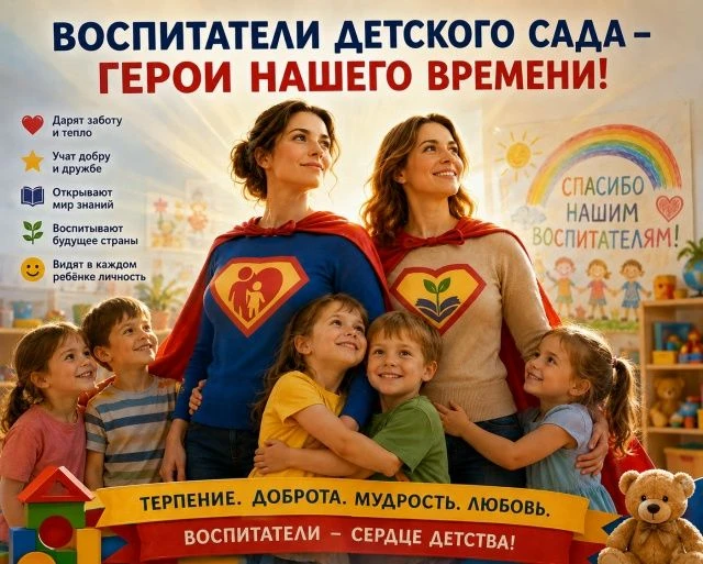 Воспитатель — добрый друг,
С ним светлее всё вокруг.
Он встречает поутру
Детский смех и детвору.
Учи