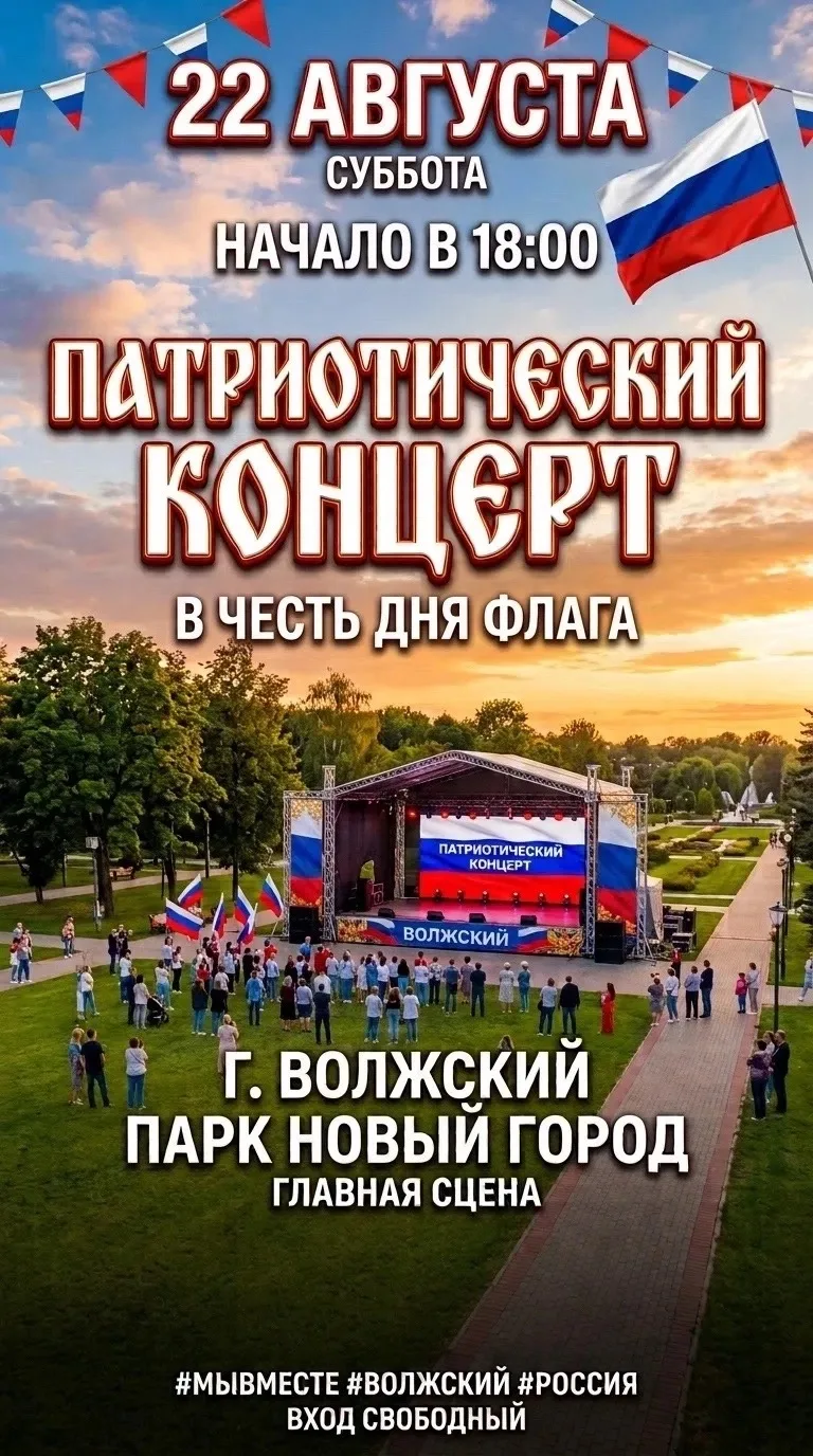🇷🇺 День Российского флага в парке «Новый город»: патриотический концерт