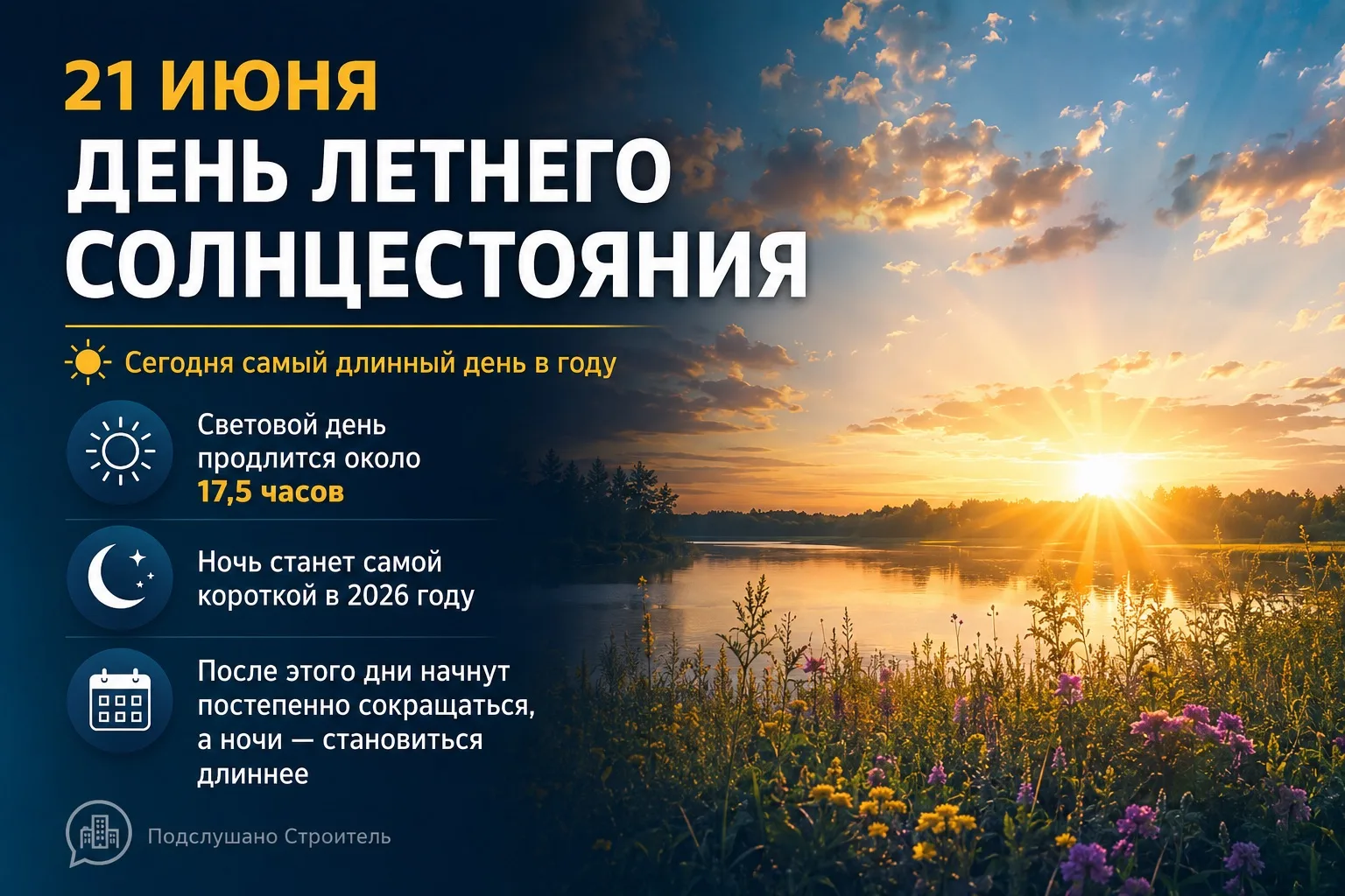 Самый длинный день в году

Сегодня, 21 июня, наступило летнее солнцестояние — день с максимальной пр